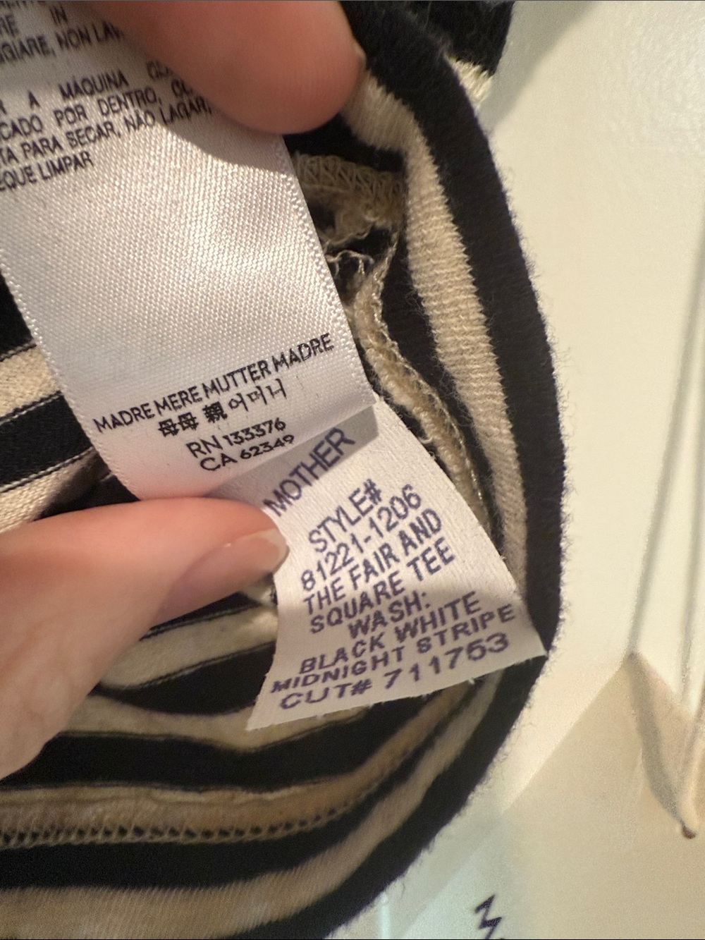 MOTHER The Fair and Square Tee Black White Stripe - Picture 6 of 8